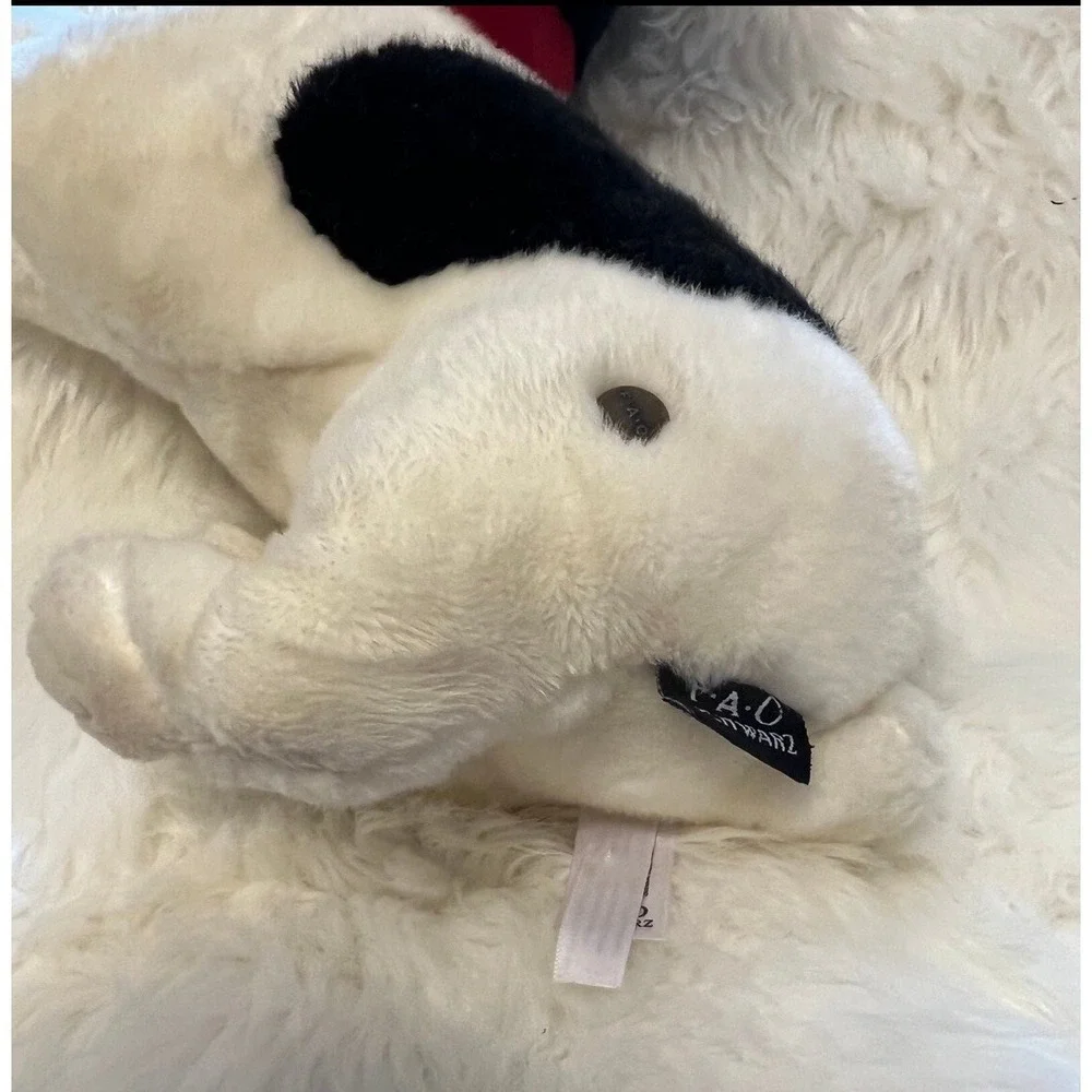 FAO Schwarz French Bulldog Plush Stuffed Animal Black White Red Collar 2018